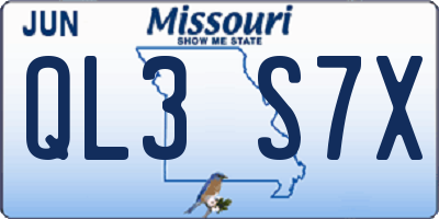 MO license plate QL3S7X