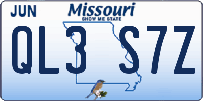 MO license plate QL3S7Z