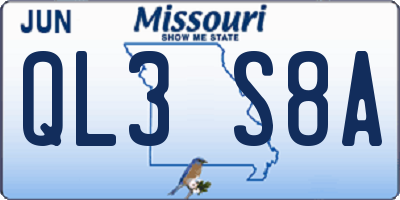MO license plate QL3S8A