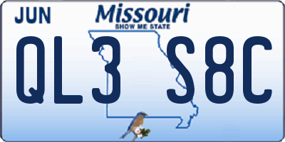 MO license plate QL3S8C