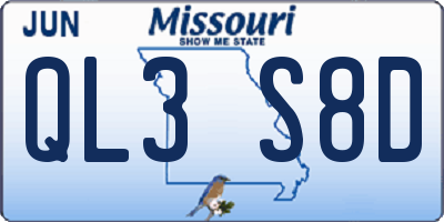 MO license plate QL3S8D