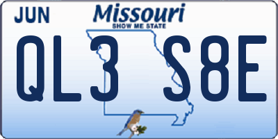 MO license plate QL3S8E