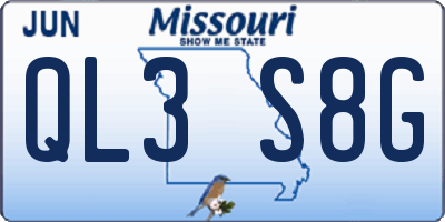 MO license plate QL3S8G