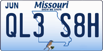 MO license plate QL3S8H