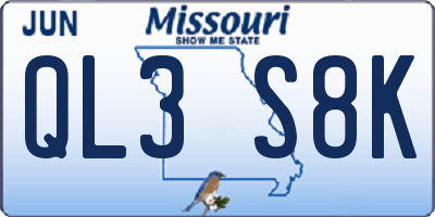 MO license plate QL3S8K