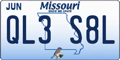 MO license plate QL3S8L