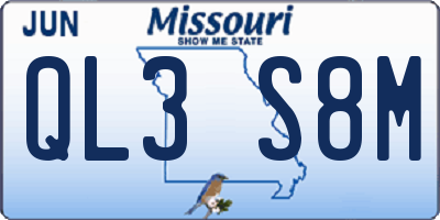 MO license plate QL3S8M