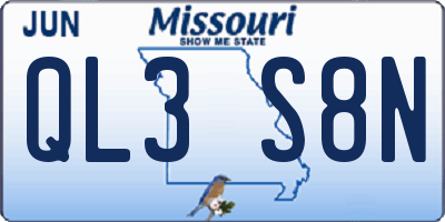 MO license plate QL3S8N