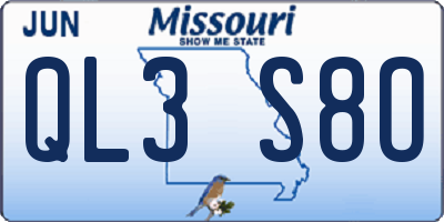 MO license plate QL3S8O