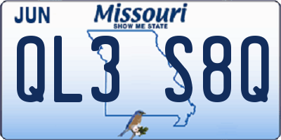 MO license plate QL3S8Q