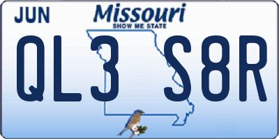 MO license plate QL3S8R
