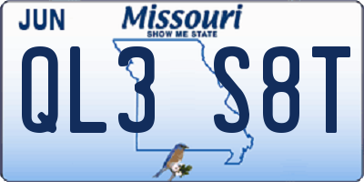 MO license plate QL3S8T