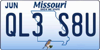 MO license plate QL3S8U