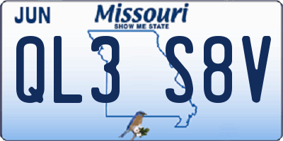 MO license plate QL3S8V