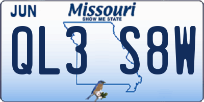 MO license plate QL3S8W