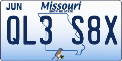MO license plate QL3S8X