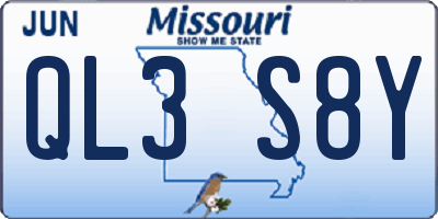MO license plate QL3S8Y