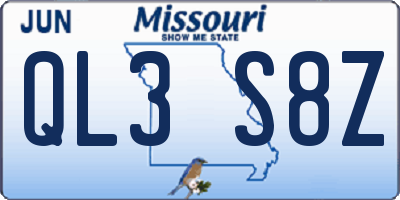 MO license plate QL3S8Z