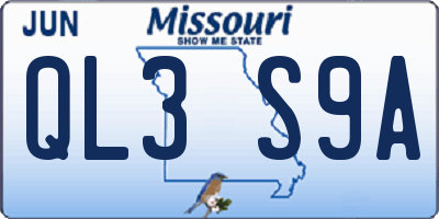 MO license plate QL3S9A