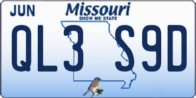 MO license plate QL3S9D