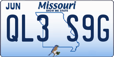 MO license plate QL3S9G