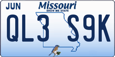 MO license plate QL3S9K