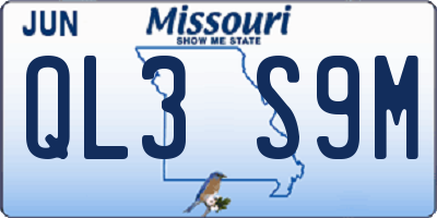 MO license plate QL3S9M