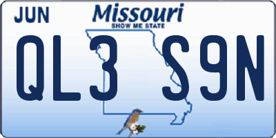 MO license plate QL3S9N