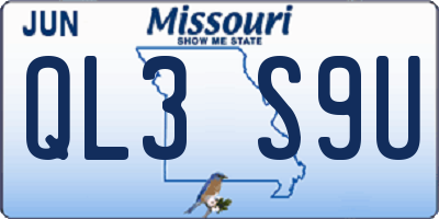 MO license plate QL3S9U