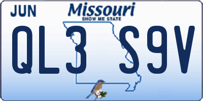 MO license plate QL3S9V