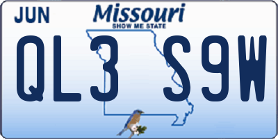 MO license plate QL3S9W