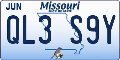 MO license plate QL3S9Y
