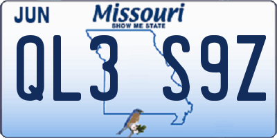 MO license plate QL3S9Z