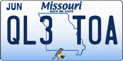 MO license plate QL3T0A