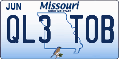 MO license plate QL3T0B