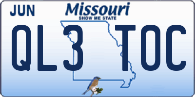 MO license plate QL3T0C