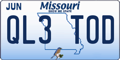 MO license plate QL3T0D