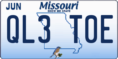MO license plate QL3T0E