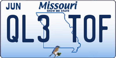 MO license plate QL3T0F