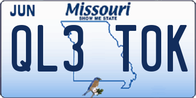 MO license plate QL3T0K