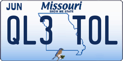 MO license plate QL3T0L