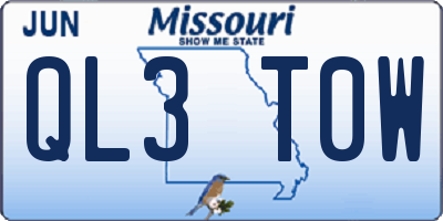 MO license plate QL3T0W