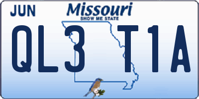 MO license plate QL3T1A