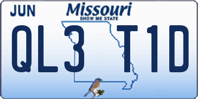 MO license plate QL3T1D