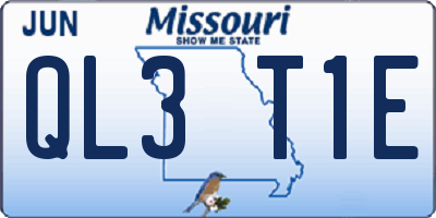 MO license plate QL3T1E