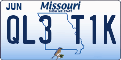 MO license plate QL3T1K