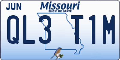 MO license plate QL3T1M