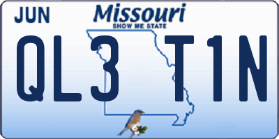 MO license plate QL3T1N