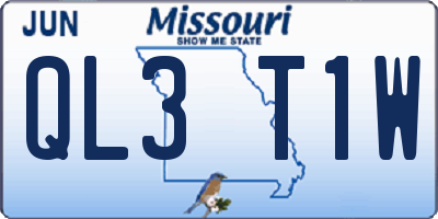 MO license plate QL3T1W