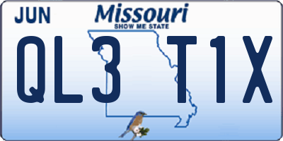 MO license plate QL3T1X